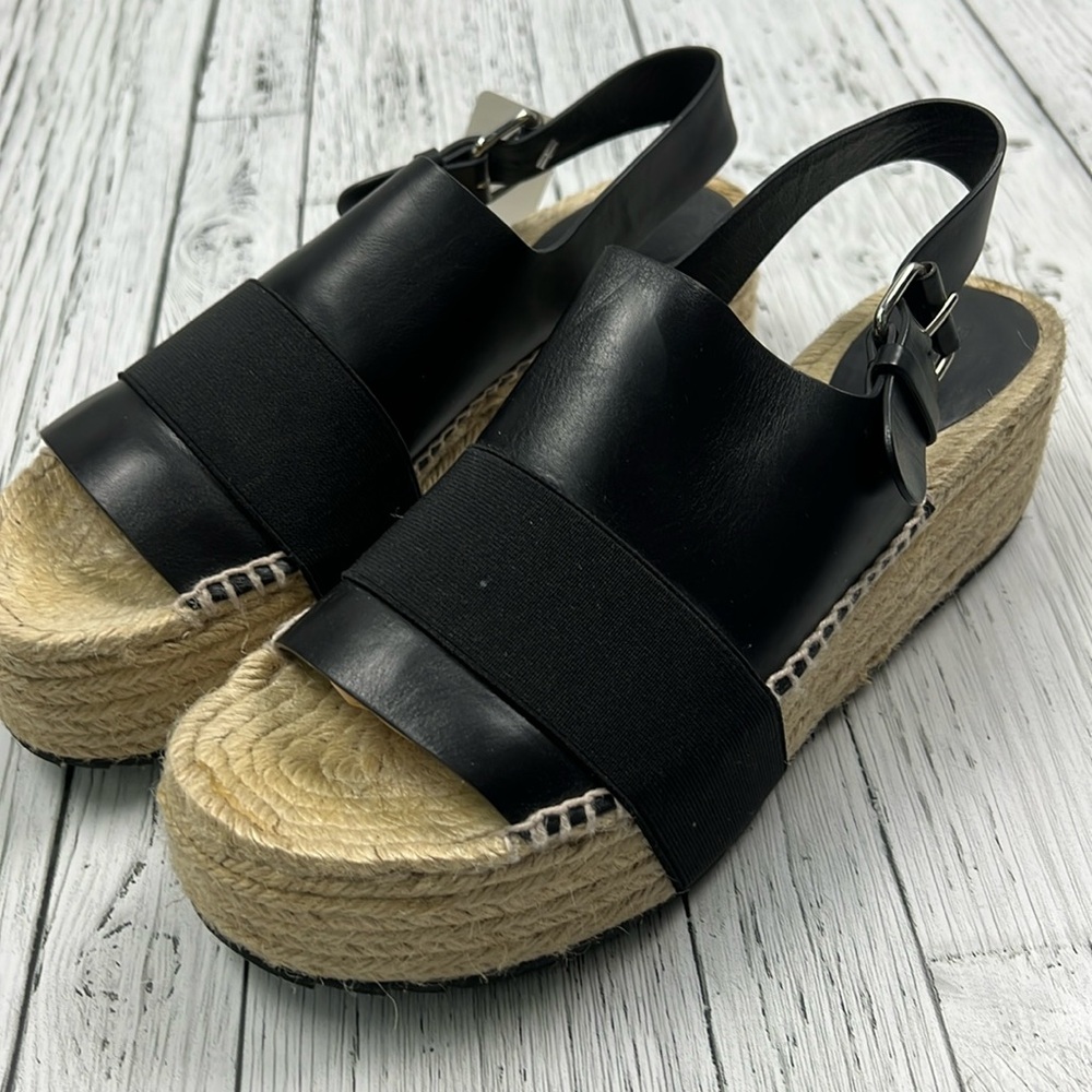 Balenciaga, Flat Leather Raffia Sandals